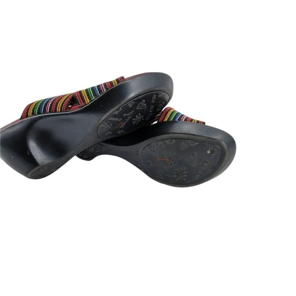 Vaneli Rainbow Thick Elastic Crisscross Strappy Comfort Slide On‎ Wedge Sz 9
